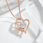 Mandotos zircon double love necklace with sparkling rhinestone heart-shaped pendants for elegant jewelry.