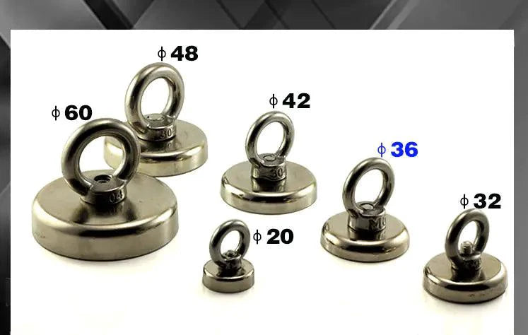Mandotos Dual Power Treasure Magnets with magnetic and manual retrieval features, shown in a close-up view.