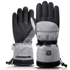 Mandotos electric heated gloves for skiing and motorcycle riding with touchscreen compatibility and rechargeable battery.