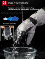 Mandotos electric heated gloves for skiing and motorcycle riding with touchscreen compatibility and rechargeable battery.