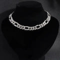 Elegant cubic zirconia Cuban necklace by MANDOTOS featuring sparkling stones and a bold chain design.