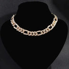 Elegant cubic zirconia Cuban necklace by MANDOTOS featuring sparkling stones and a bold chain design.