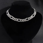 Elegant cubic zirconia Cuban necklace by MANDOTOS featuring a bold, stylish chain with sparkling stones.
