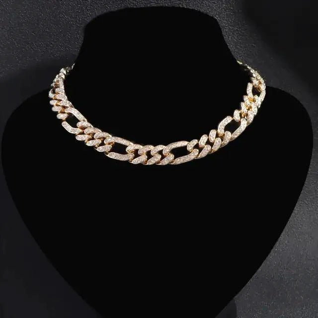 Elegant cubic zirconia Cuban necklace by MANDOTOS featuring sparkling stones on a sleek chain.