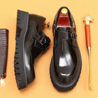 Elegant genuine leather shoes by MANDOTOS featuring classic design and polished finish, perfect for formal occasions.