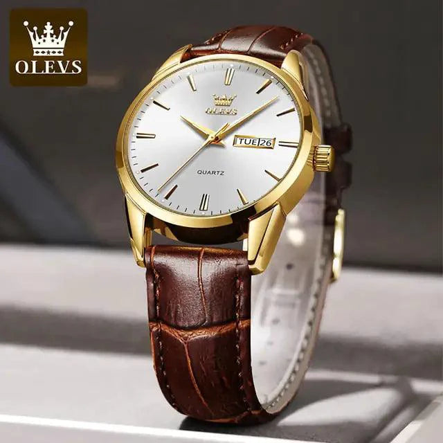 Mandotos elegant leather timepiece with a round dial and leather strap, showcasing sophisticated watch design.