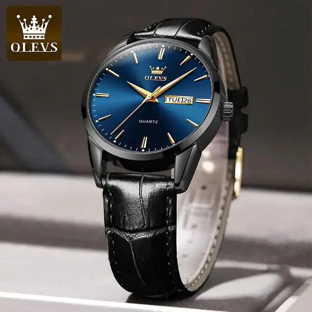 Mandotos elegant leather timepiece with a sleek watch face and brown leather strap, showcasing sophisticated style.