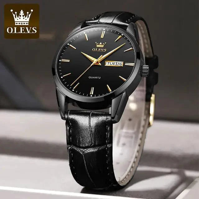 Elegant leather timepiece by MANDOTOS featuring a classic watch with a leather strap and a sleek dial.