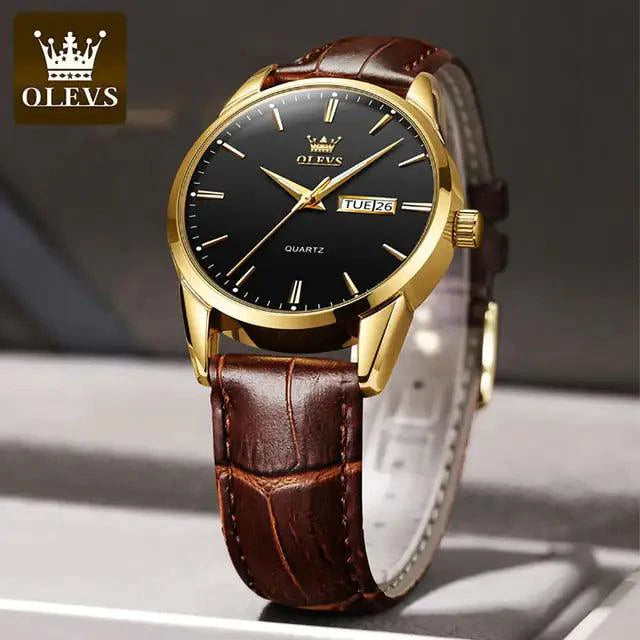 Mandotos elegant leather timepiece with a classic round watch face and leather strap, showcasing sophisticated watch design.