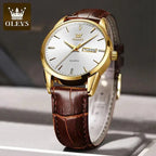 Elegant leather timepiece by MANDOTOS featuring a sleek watch with a leather strap and classic design on a neutral background.