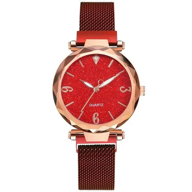 Mandotos elegant rose gold timepiece with sleek design and matching bracelet, showcasing a luxurious watch on a white background.