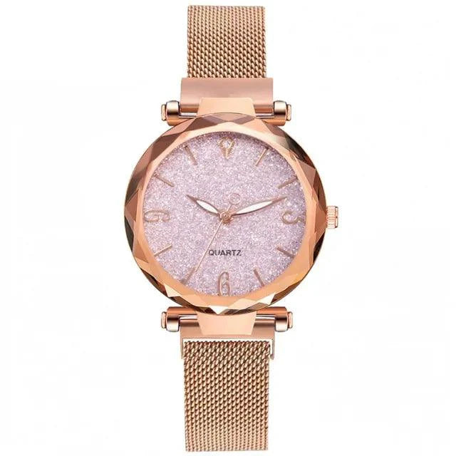 Mandotos elegant rose gold timepiece with a sleek design and minimalist dial, stylish accessory for women.