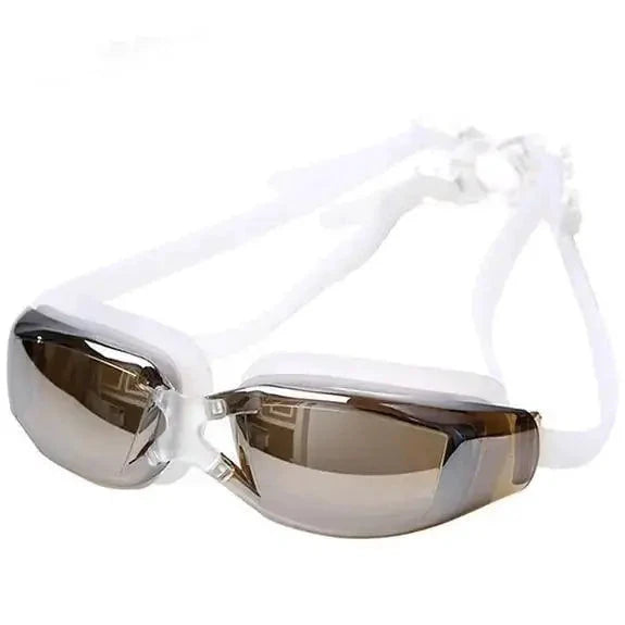 Mandotos Elite HD Clarity Swim Goggles with clear lenses, adjustable strap, and comfortable fit for competitive and recreational swimming.