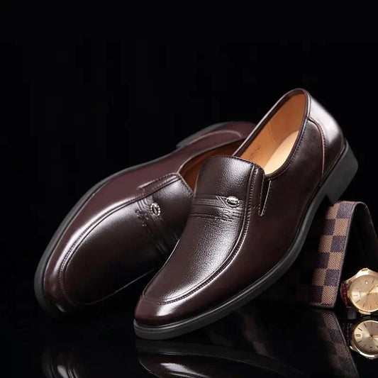 Mandotos Elite Leather Dress Shoes in black, featuring sleek design and polished finish, ideal for formal occasions.