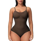 Mandotos figure sculpting shaper bodysuit displayed on a model, showcasing its seamless, supportive design for body shaping.