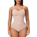 Mandotos Figure Sculpting Shaper Bodysuit shown on a model, designed to smooth and contour the body for a streamlined silhouette.
