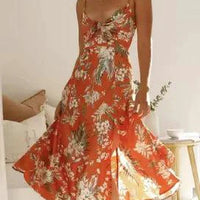Mandotos floral boho chic midi dress with colorful patterns and flowing fabric, perfect for casual or summer wear.