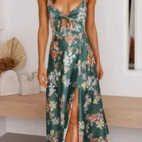 Mandotos floral boho chic midi dress with a flowy silhouette, featuring vibrant floral patterns and a relaxed, stylish fit.