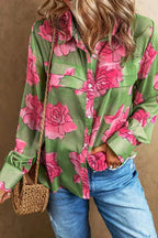 Mandotos Floral Elegance long sleeve shirt with a floral pattern, featuring a tailored fit and button-up front.