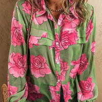 Mandotos Floral Elegance long sleeve shirt featuring a vibrant floral pattern and a classic fit.