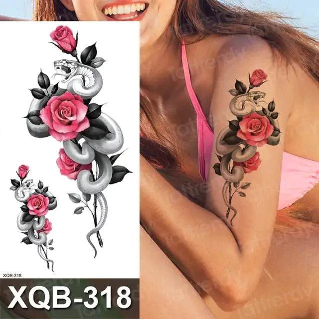 Mandotos Floral Essence Body Art Tattoo featuring vibrant floral design on skin for artistic body decoration.