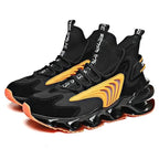 Mandotos Fly Woven Mesh High-Top Sneakers with breathable design and thick soles, ideal for running and casual wear.