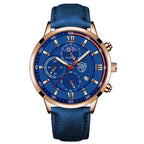 Gent's classic leather timepiece by MANDOTOS featuring a sleek watch face and brown leather strap.
