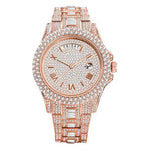 Mandotos Gentlemen's Gold Luxe Watch with a sleek gold band and classic round dial on a white background.