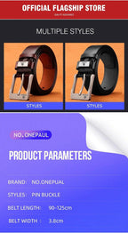 Mandotos genuine leather men's buckle belt with cowskin design, casual and cowboy style, high-quality fashion accessory.