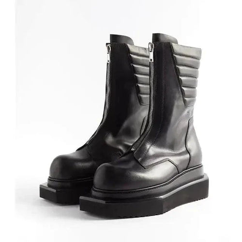 Genuine leather men's boots by MANDOTOS featuring sturdy soles and classic ankle design for stylish durability.