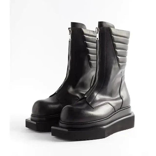 Genuine leather men's boots by MANDOTOS featuring sturdy sole, ankle height, and classic design for casual or formal wear.