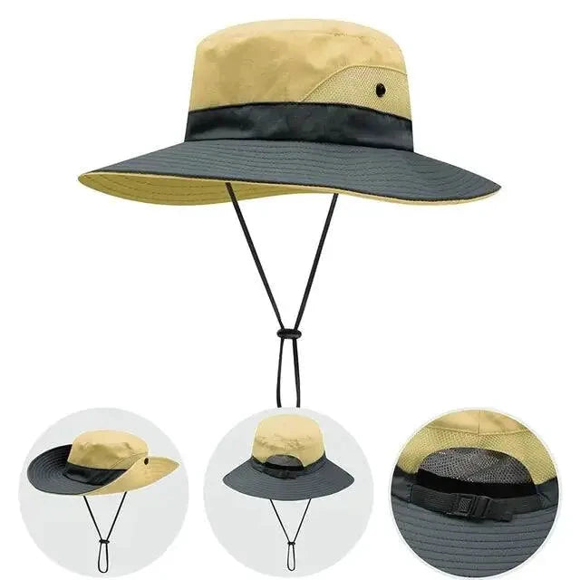 Girls' Ponytail UV Shield Sun Hat by MANDOTOS, featuring a wide brim and adjustable strap for sun protection and comfort.