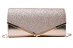 Mandotos Glitzy Striped Sequin Satchel with shimmering sequins and stylish striped pattern, perfect for day or evening use.