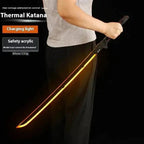Mandotos glowing samurai play sword with LED light, plastic toy weapon for kids, featuring a sleek black and red design.
