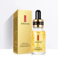 Mandotos Gold Essence Hyaluronic Serum in a sleek glass bottle with a dropper for facial skincare hydration and glow.