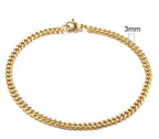 Gold-tone stainless steel Cuban bracelet with 3-11mm links, stylish men's jewelry by MANDOTOS