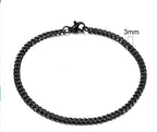 Gold-tone stainless steel Cuban bracelet by MANDOTOS, featuring 3-11mm wide links on a sleek, polished design.