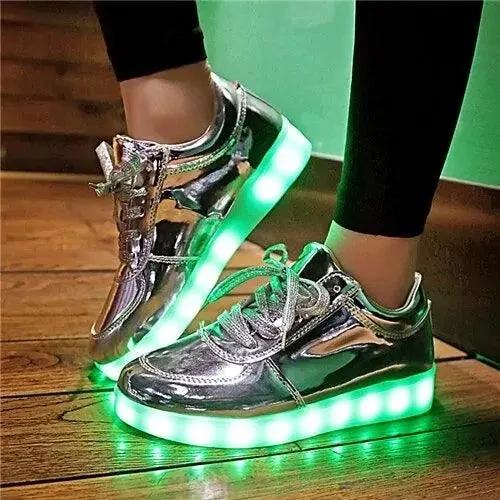 Mandotos LED light-up sneakers with sparkling soles, designed for vibrant, illuminated steps and energetic style.