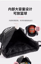 Mandotos International 2024 drawstring backpack with front pocket, large capacity for outdoor training, travel, and gym use.