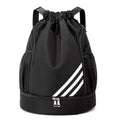 Mandotos International 2024 large-capacity drawstring backpack with pockets, ideal for outdoor training, basketball, travel, and gym use.