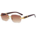 Mandotos International 2024 trendy sunglasses with wood grain metal frame, personalized PC irregular square design, fashionable eyewear