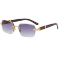 Mandotos International 2024 trendy square sunglasses with wood grain metal frame and personalized PC irregular design.