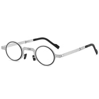 Mandotos International 2024 SleekFold anti-blue light reading glasses with slim black frame and foldable design.