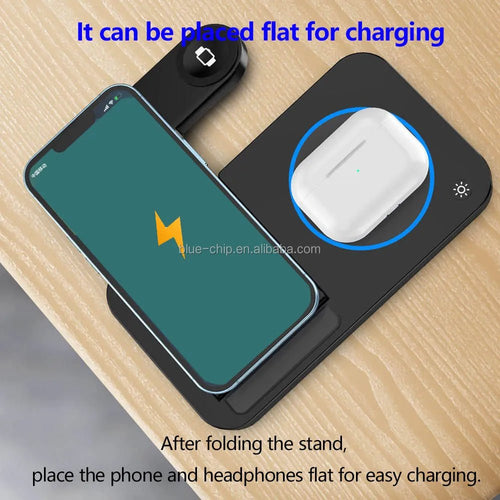 MANDOTOS 2025 portable travel charger with triple night light, folding phone pad, and 3-in-1 wireless fast charging for women.