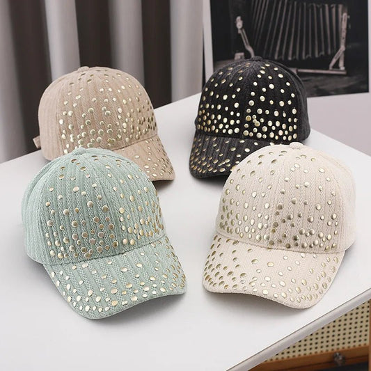 Sparkle rhinestone studded adjustable baseball cap for women and men, outdoor sport sun hat by MANDOTOS INTERNATIONAL.