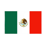 Mexico flag banner tapestry measuring 60x90cm and 90x150cm, featuring vibrant colors and patriotic design by MANDOTOS INTERNATIONAL.