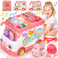 Mandotos International AmiDear multifunctional musical toy bus for girls aged 1-2, colorful and interactive for early play.