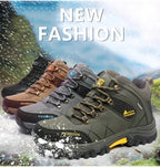 Mandotos International men's winter snow boots, waterproof leather sneakers, outdoor hiking and work shoes, size 39-47.