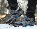 Mandotos International men's winter snow boots, waterproof leather sneakers, outdoor hiking and work shoes, size 39-47.