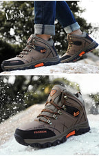 Mandotos International men's winter snow boots, waterproof leather, warm hiking and work shoes, outdoor footwear size 39-47.